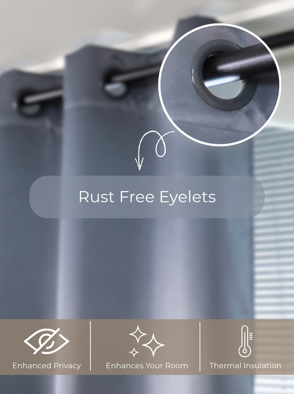 Rose 280 GSM Polyester Solid  90% Blackout Eyelet Curtain
