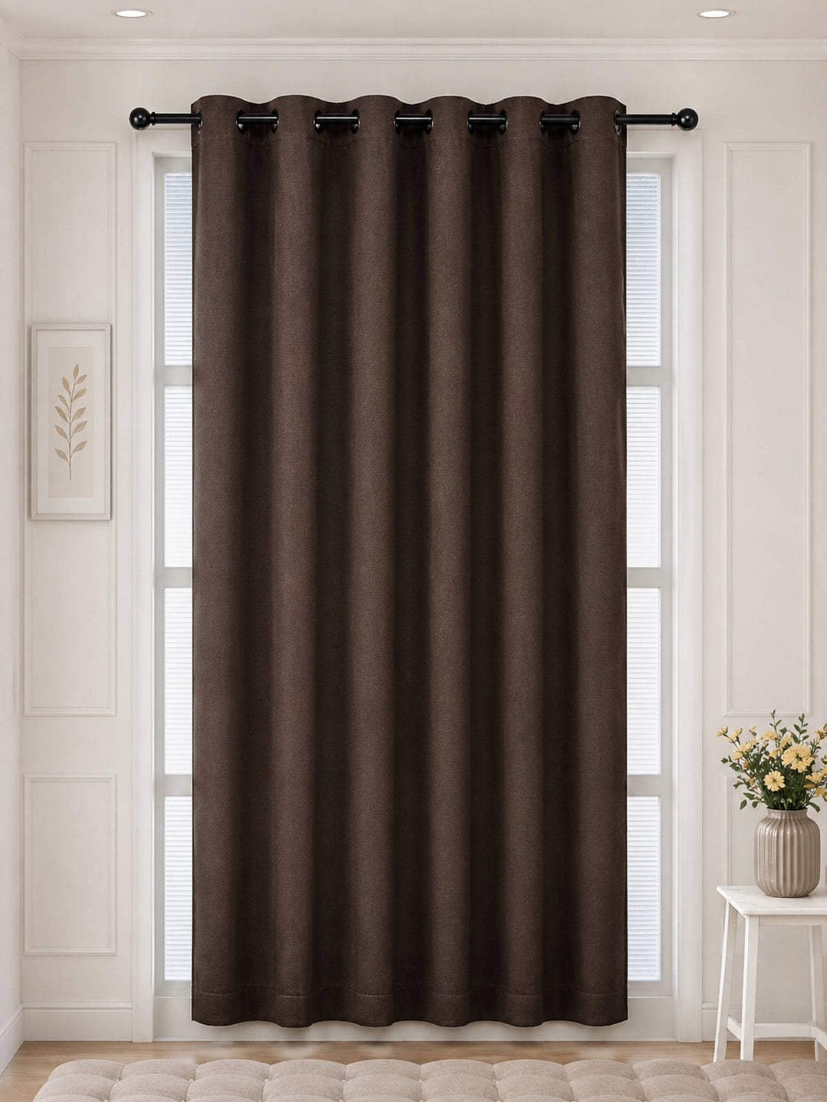 Rose 280 GSM Polyester Solid  90% Blackout Eyelet Curtain