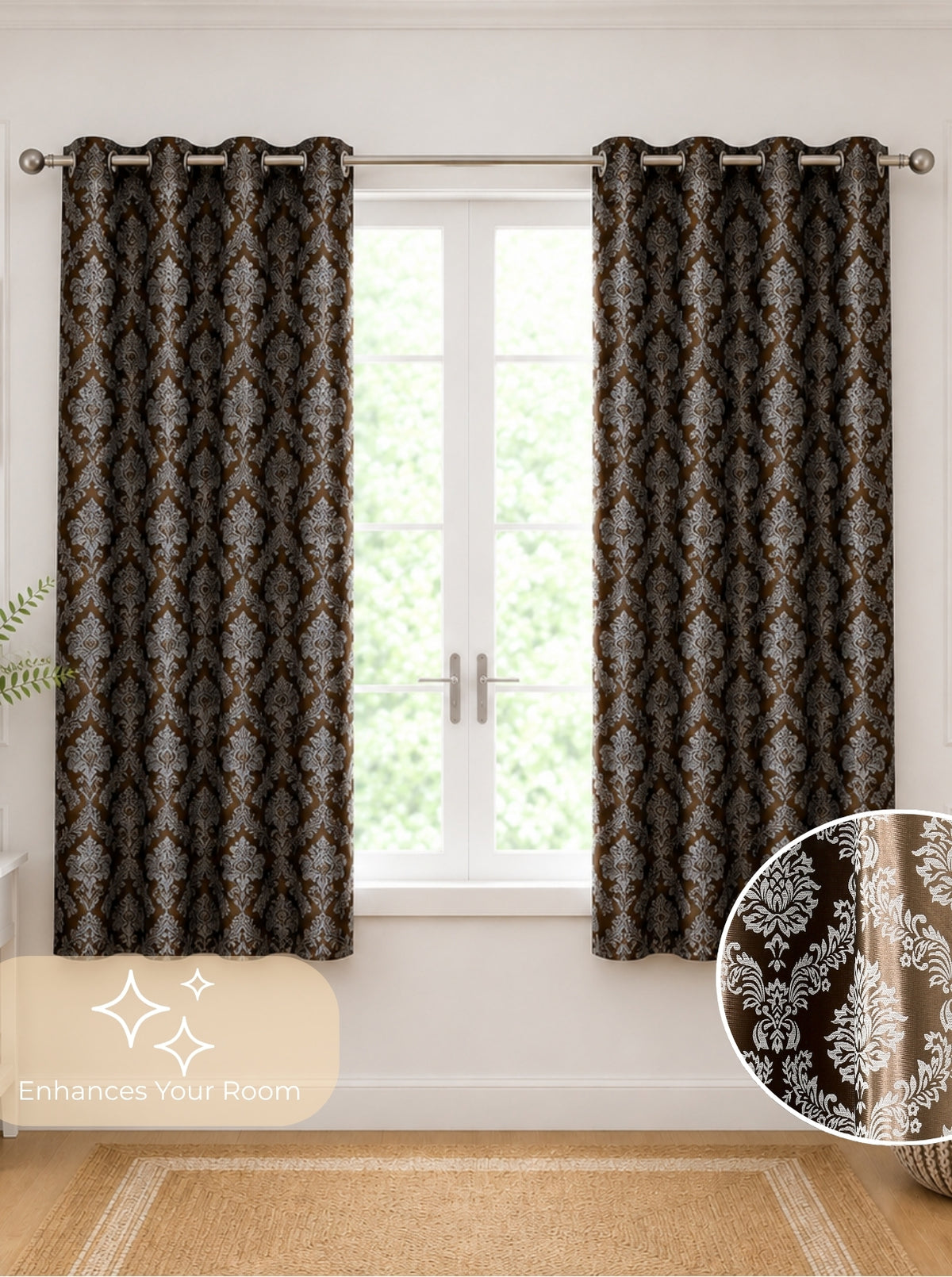 Daisy 200 GSM Polyester Knitted 60% Light Filtering Window Curtain