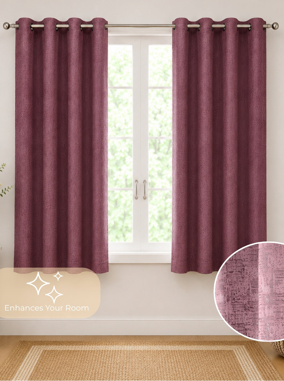 Lily 280 GSM Polyester Geometric Print 90% Blackout Window Curtain