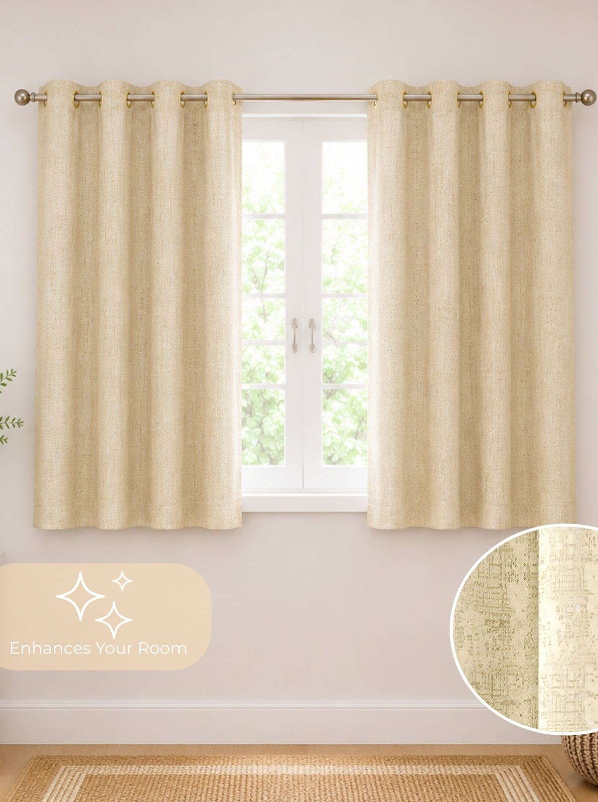 Lily 280 GSM Polyester Geometric Print 90% Blackout Window Curtain