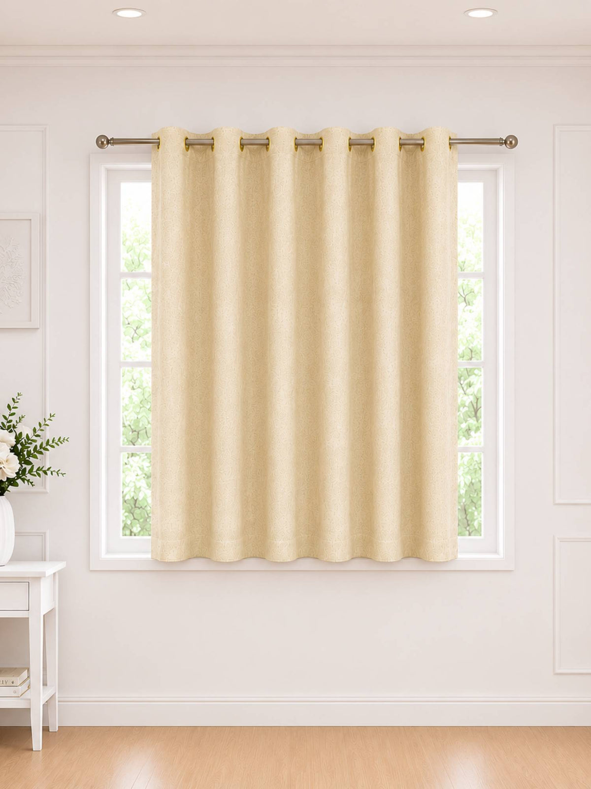 Rose 280 GSM Polyester Solid  90% Blackout Eyelet Curtain