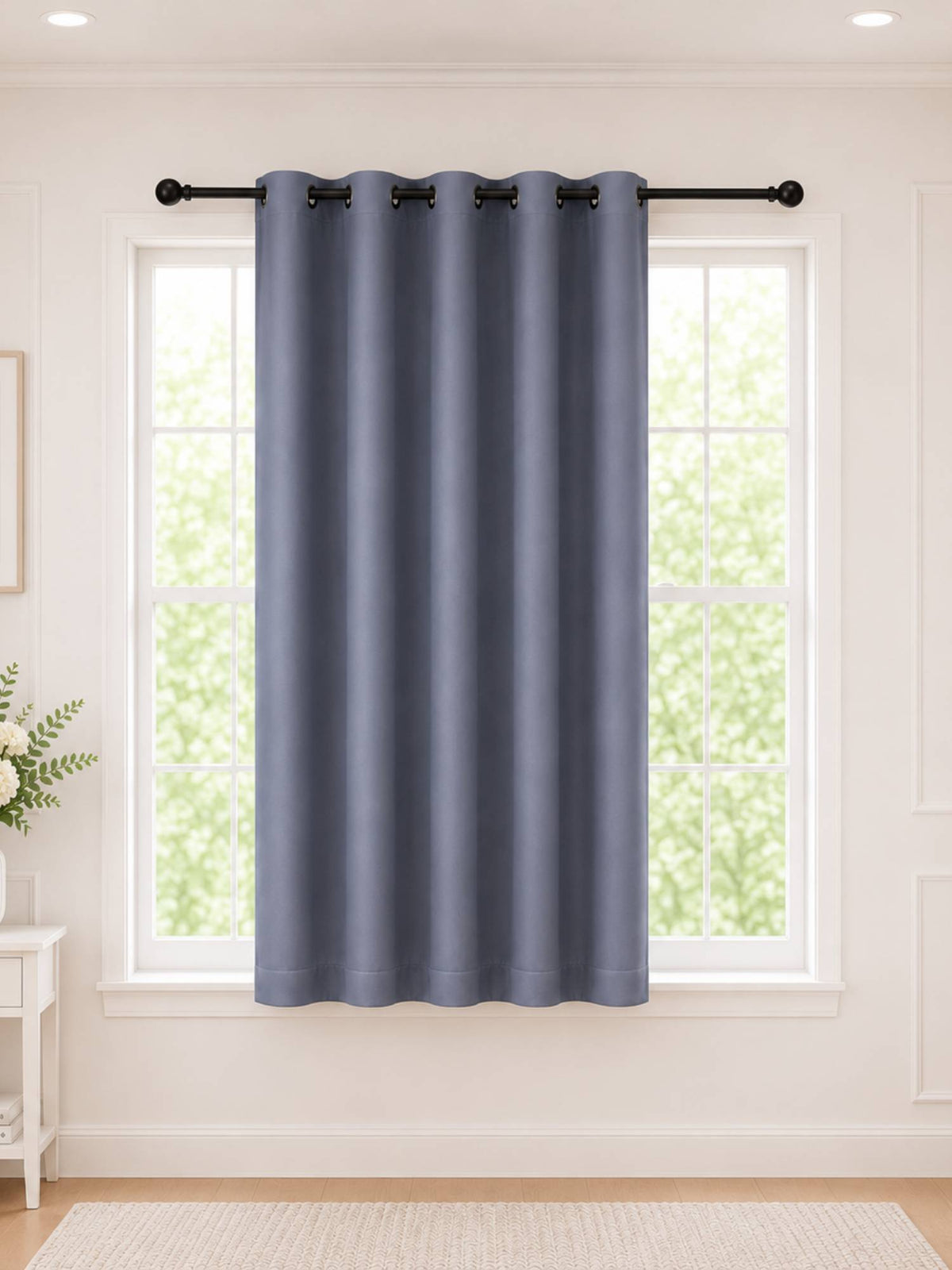 Rose 280 GSM Polyester Solid  90% Blackout Eyelet Curtain