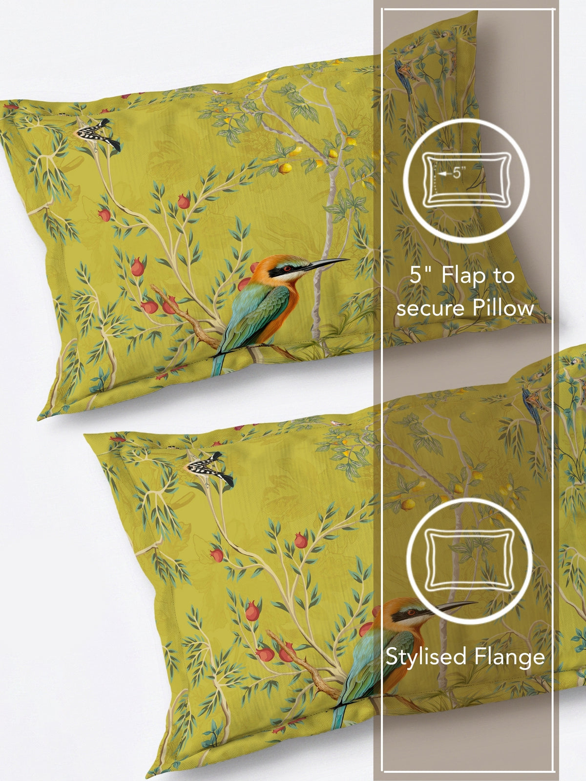 Homeful Style Canvas Stories Floral Print 160 TC Bedsheet with 2 Pillow Covers