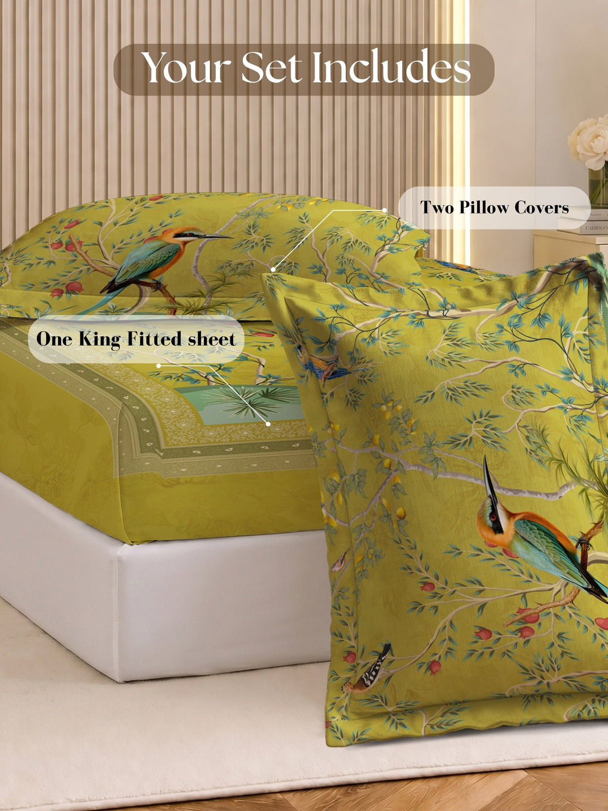 Homeful Style Canvas Stories Floral Print 160 TC Bedsheet with 2 Pillow Covers