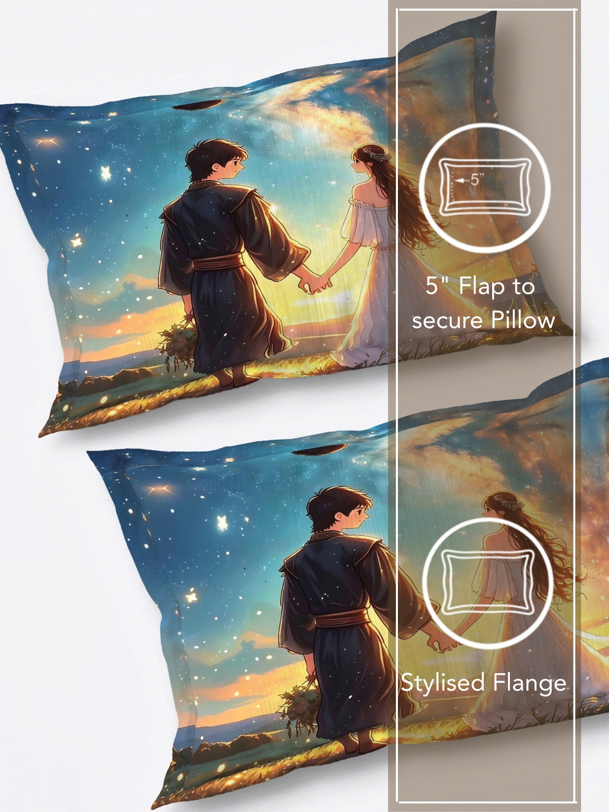 Homeful Style Canvas Stories Pictorial Printed 160 TC Bedsheet with 2 Pillow Covers