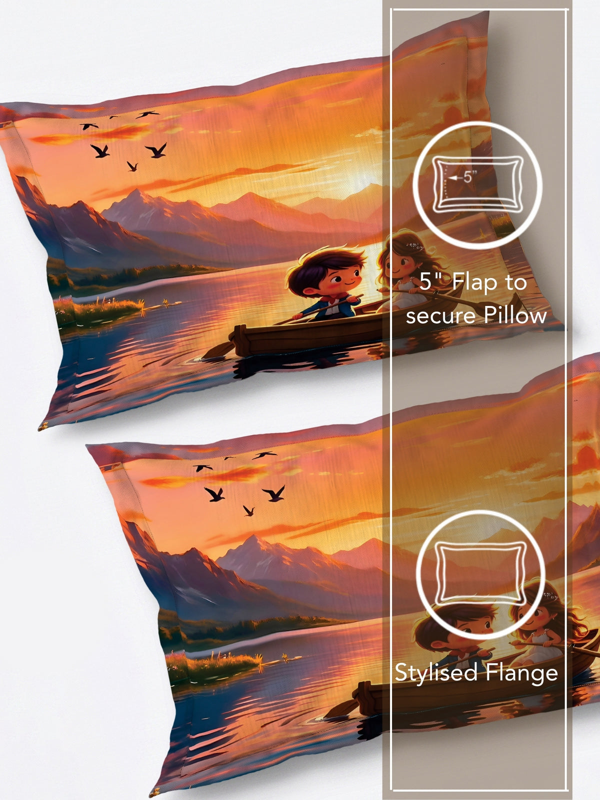 Homeful Style Canvas Stories Pictorial Printed 160 TC Bedsheet with 2 Pillow Covers