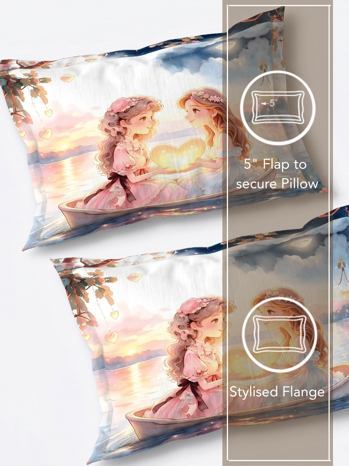 Homeful Style Canvas Stories Pictorial Printed 160 TC Bedsheet with 2 Pillow Covers