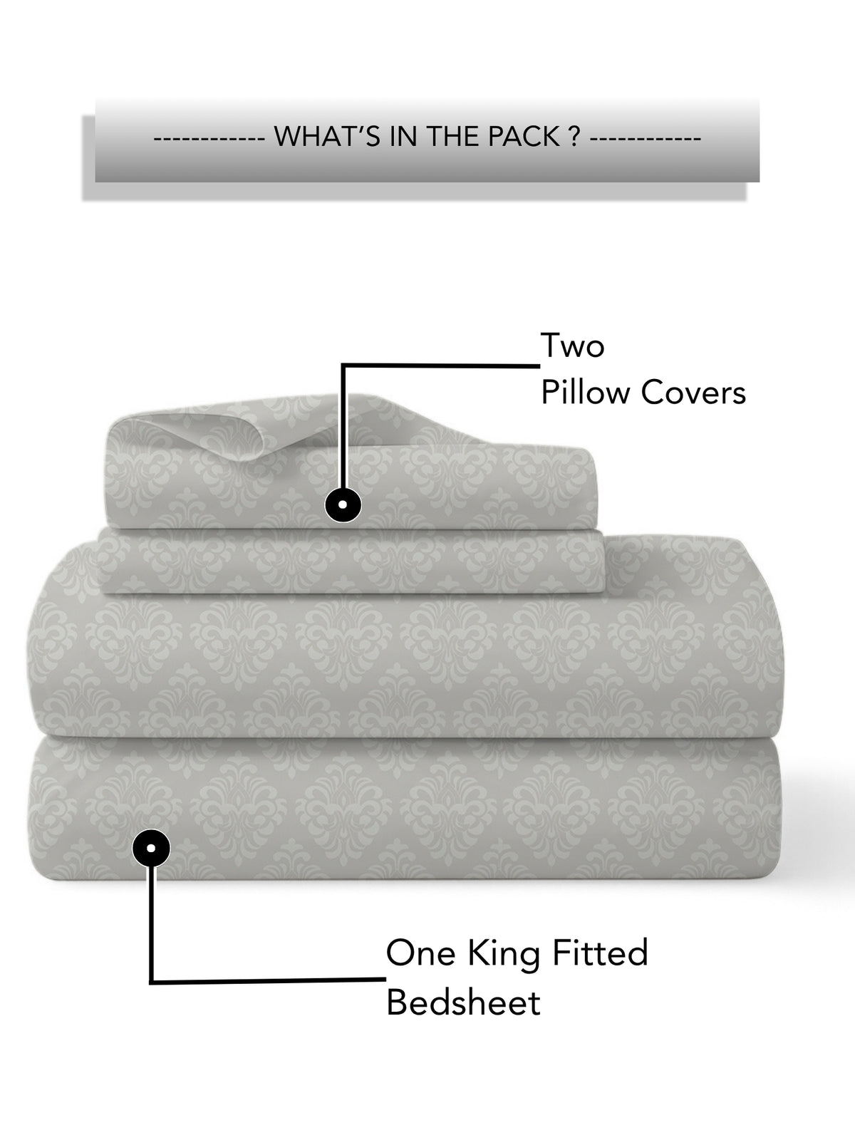 Jasmine 115 GSM Embossed Jacquard Micropeach Bedsheet with 2 Pillow Covers