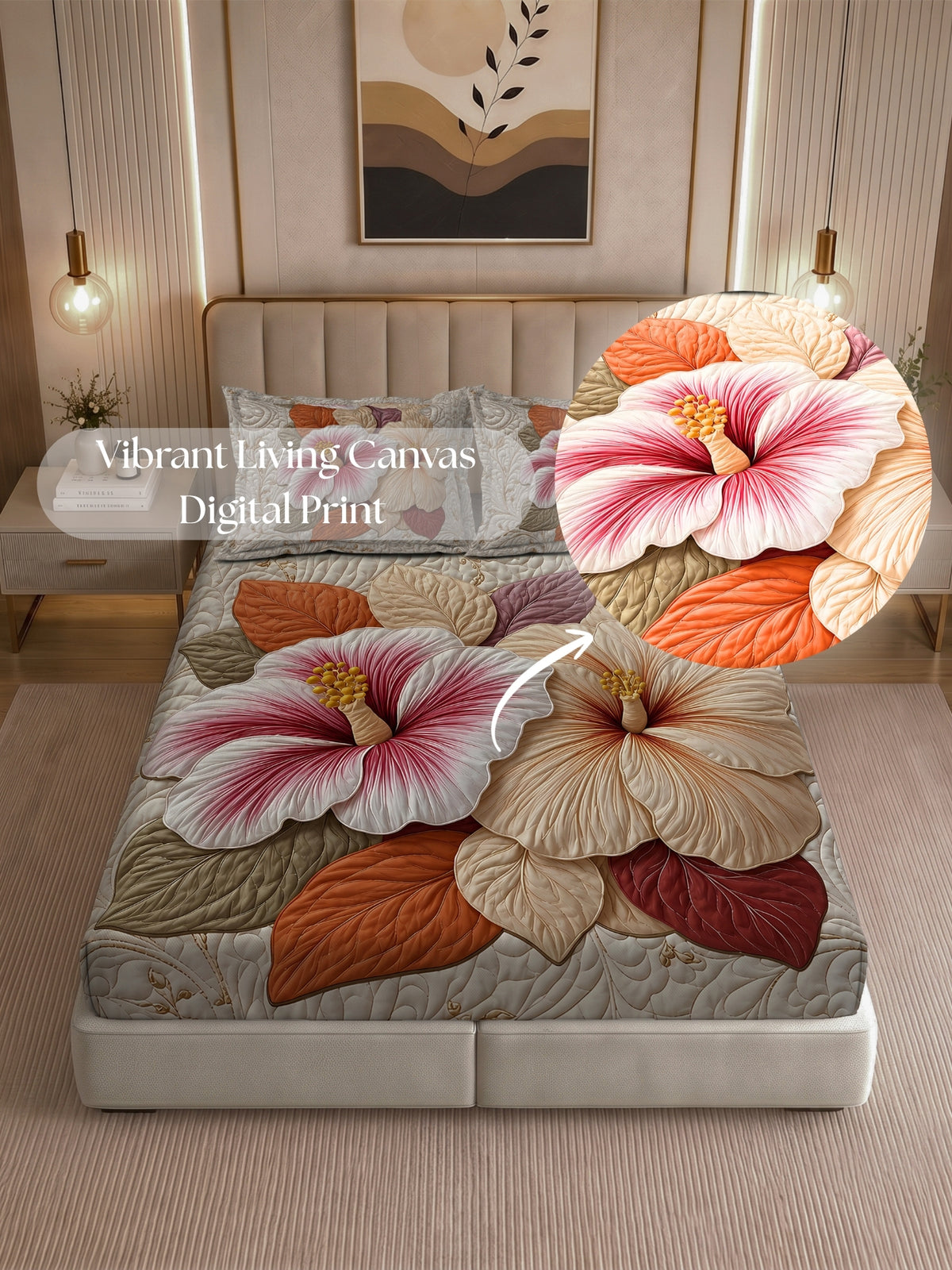 Homeful Style Living Canvas Floral Print 160 TC Bedsheet with 2 Pillow Covers