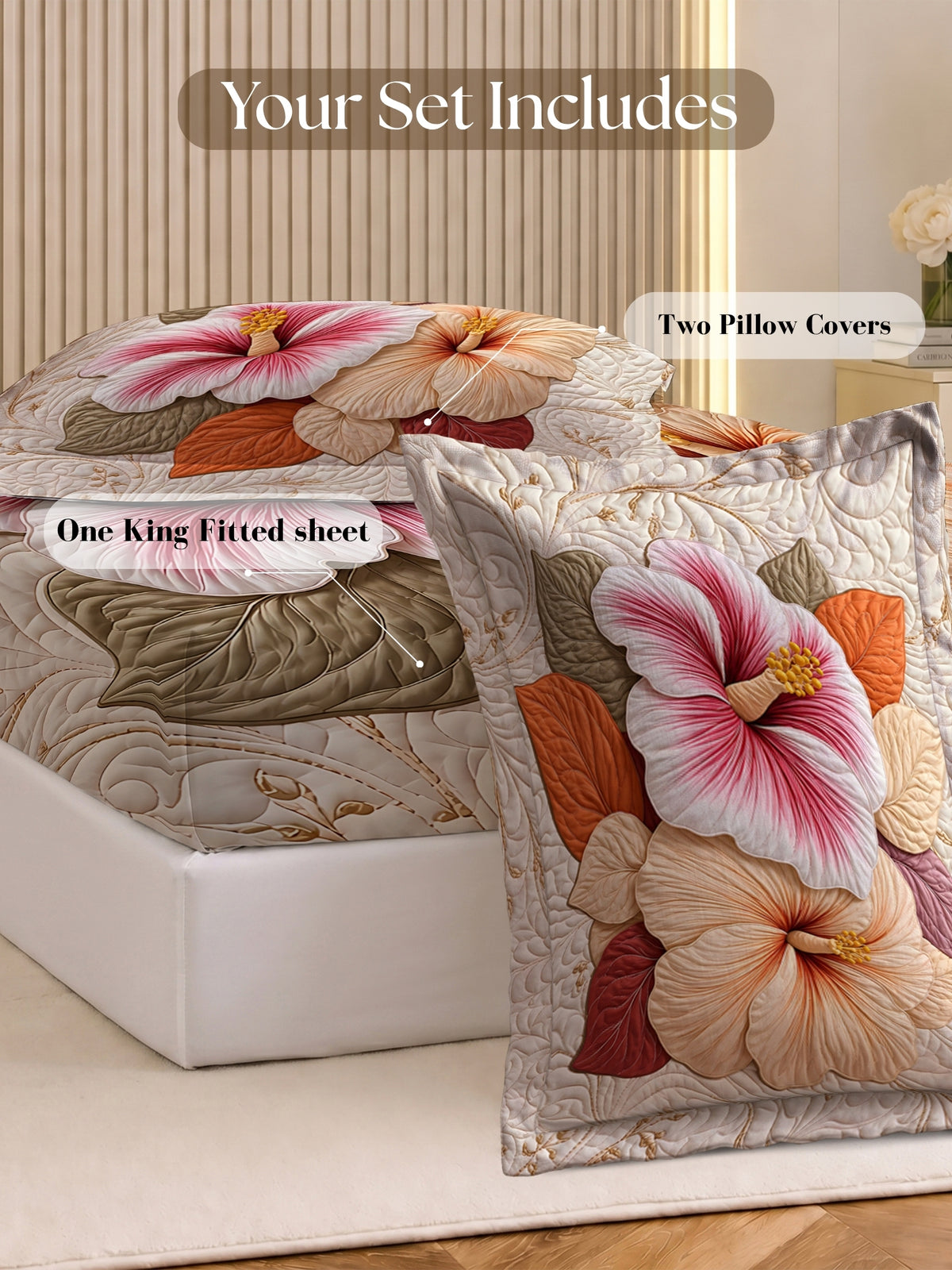 Homeful Style Living Canvas Floral Print 160 TC Bedsheet with 2 Pillow Covers