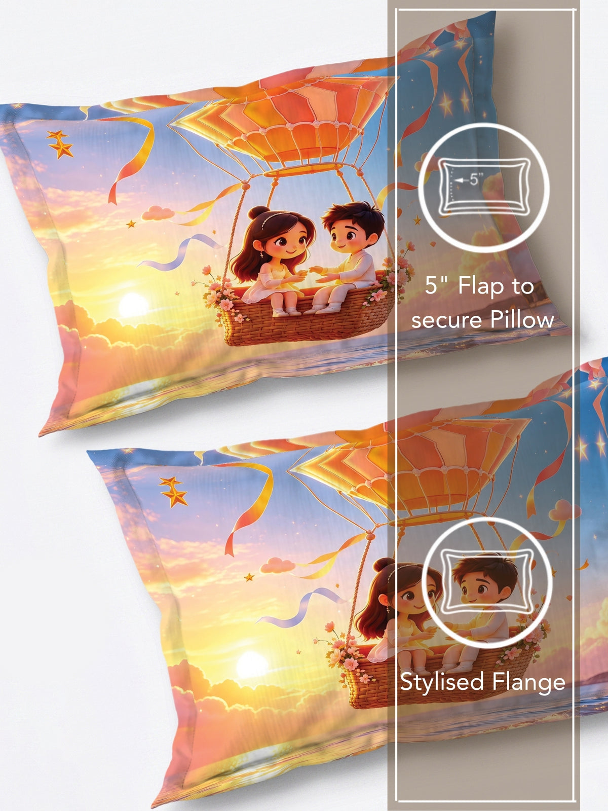 Homeful Style Canvas Stories Pictorial Printed 160 TC Bedsheet with 2 Pillow Covers