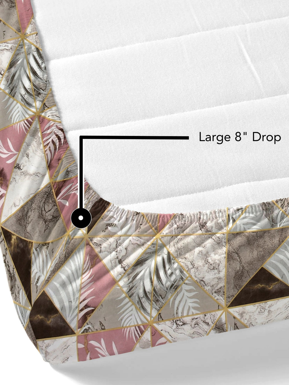 Daisy 130 GSM Microfiber Geometric Queen Size Bedsheet with 2 Pillow Covers – Brown