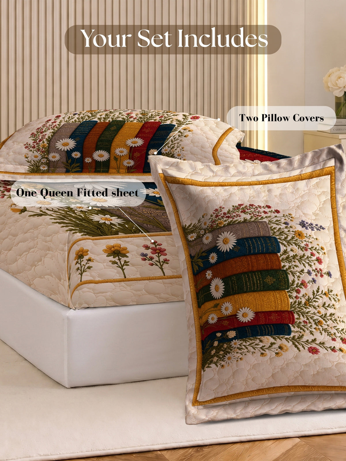 Homeful Style Living Canvas Geometric Print 160 TC Bedsheet with 2 Pillow Covers