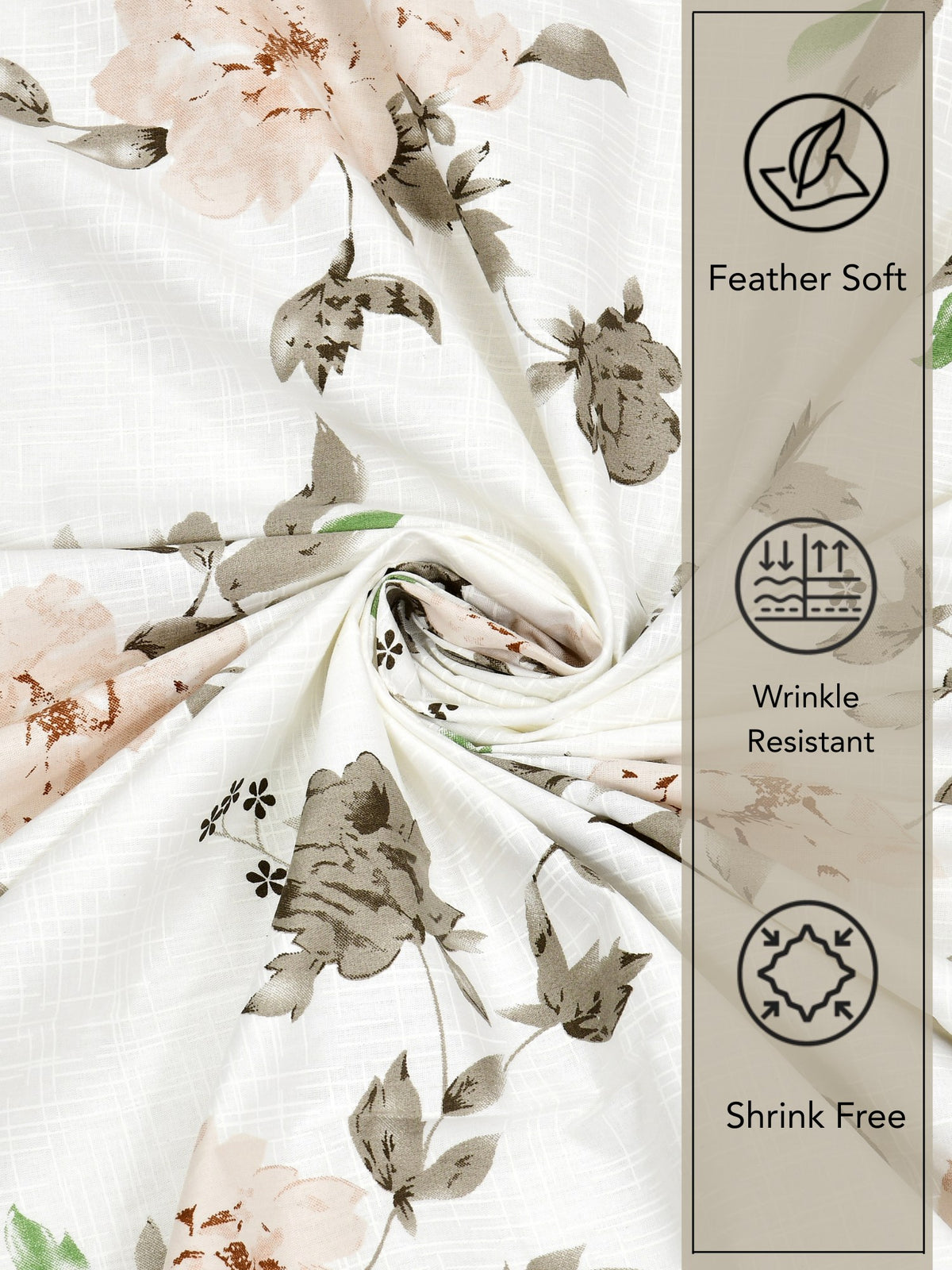 Lily 180 TC 100% Cotton Flora Bedsheet with 2 Pillow Covers – Brown