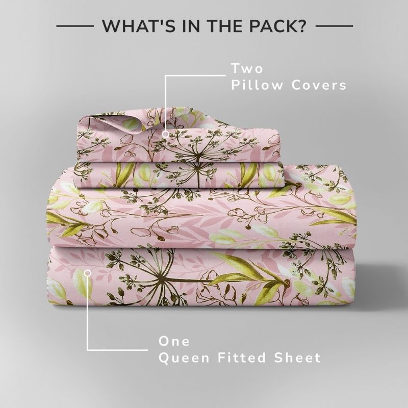 Milan 135 GSM Microfiber King Size Bedsheet with 2 Pillow Covers - Pink